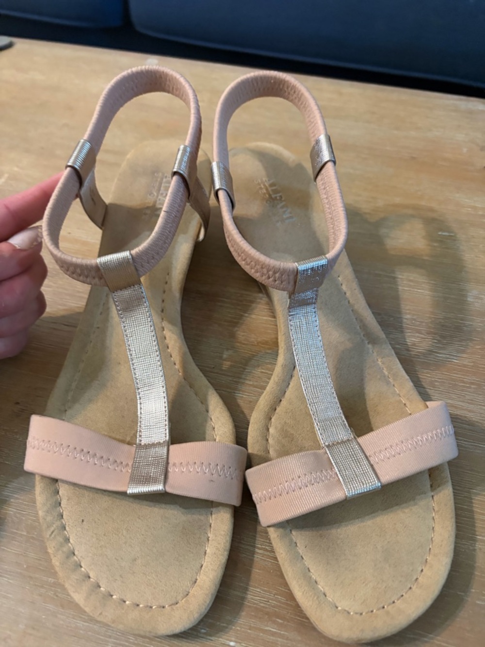 Alfani Pink and Silver Elastic Slingback Sandals